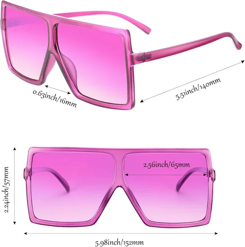 Miniatura 2 de Frienda 14 pares de lentes de sol cuadrados de gran tamaño con parte superior plana de gran tamaño para mujer Como se muestra en la imagen