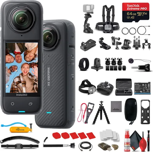 Insta360 X4 - Cámara de acción impermeable 360 8K con sensor de 48 MP, video 5.7K 360, foto 360 de 72 MP, edición AI para creadores de contenido,