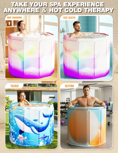 Miniatura 6 de Bañera portátil para adultos, bañera plegable plegable para adultos, ducha de adultos, baño caliente, spa, bañera profunda independiente