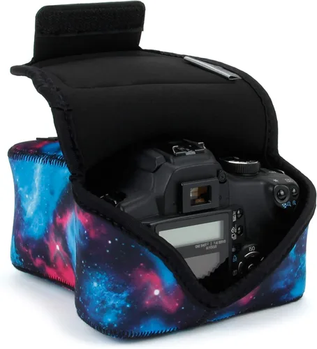 Miniatura 12 de USA GEAR - DSLR estuche/funda para cámara con almacenamiento de accesorios con cierre, flexible y pasador para cinturón de neopreno, compatible