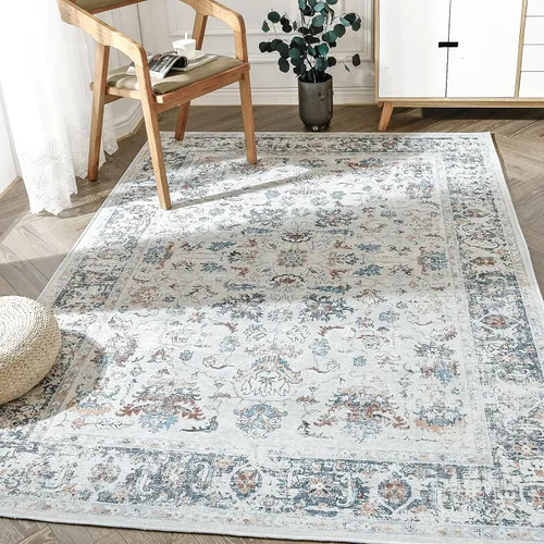 Miniatura 9 de jinchan Alfombra de entrada de 2 x 3 pulgadas, lavable, diseño floral vintage, tapete pequeño para interiores, bohemio, ligero, delgado