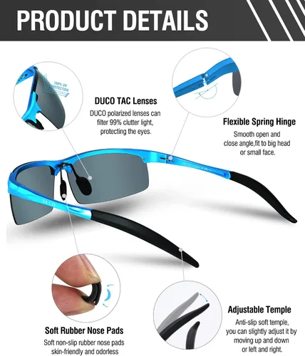Miniatura 66 de Duco - Gafas de sol deportivas polarizadas para hombre con protección UV 8177s