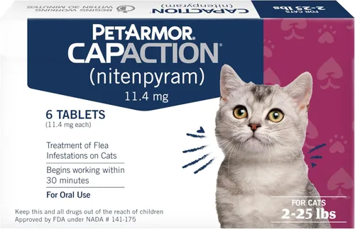 PetArmor CAPACTION (nitenpyram) tratamiento oral contra pulgas para gatos, píldora de tratamiento contra pulgas para gatos, tabletas de acción