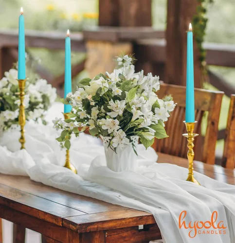 Miniatura 7 de Hyoola Tall Taper Candles - Vela de cena turquesa sin goteo de 10 pulgadas, sin perfume, cera de parafina con mechas de algodón, 8 horas de tiempo