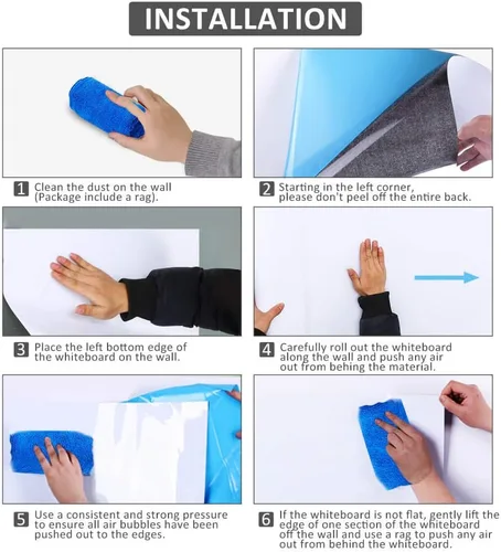 Miniatura 7 de ZHIDIAN Adhesivo magnético para pizarra blanca para pared/puerta, papel tapiz autoadhesivo grande de 36 x 24 pulgadas, papel de contacto