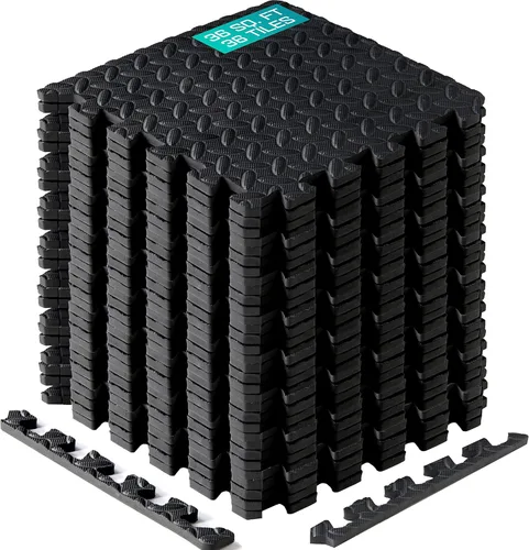 Yes4All Alfombrillas de Espuma para Ejercicio Entrelazadas con Borde – Alfombrillas de Piso Entrelazadas para Equipo de Gimnasio – Baldosas de Piso