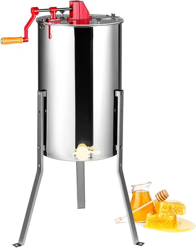 Miniatura 13 de VEVOR Extractor de miel, extractor manual de miel de 6 marcos con tapa transparente, girador de tambor de panal con soporte ajustable en altura