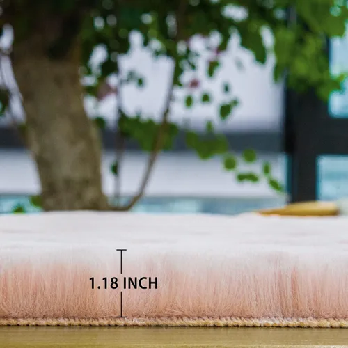 Miniatura 6 de ORINOVA Alfombra Pequeña Rosa Difusa de Piel Sintética de Conejo Peluda Alfombra Corredor Lavable Mullida 2x6 Alfombras Mullidas para Dormitorio