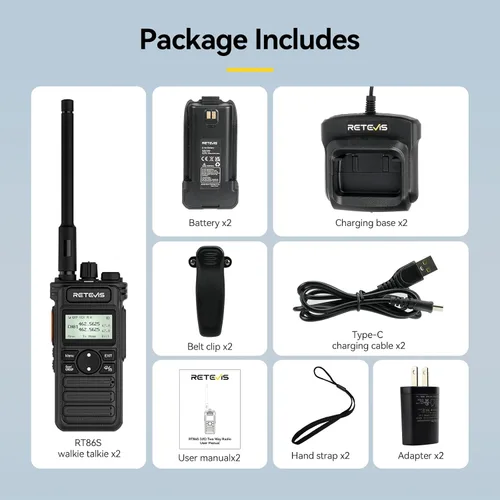 Miniatura 7 de Retevis Radio bidireccional RT86S de largo alcance, radio de emergencia Walkie Talkie con pantalla LCD, NOAA, alta potencia, radio de 2 vías GMRS