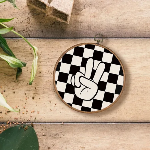 Miniatura 4 de KSDUT Arte retro para decoración de pared para el aula, arte de pared preppy a cuadros negros, marco de lienzo para colgar, letrero de paz