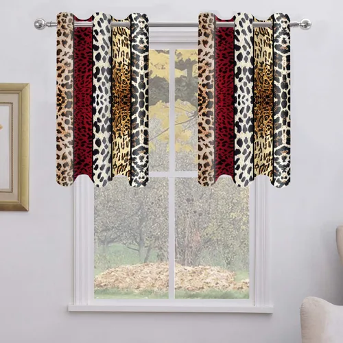 Miniatura 102 de Cortina opaca con estampado de animales salvajes, para oscurecer la habitación, con aislamiento térmico, con ojales para sala, comedor, dormitorio