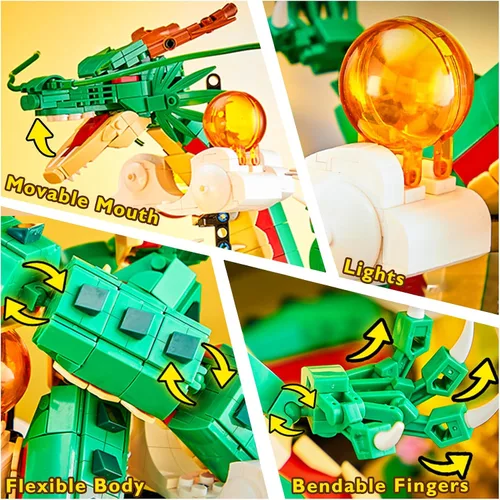 Miniatura 5 de JMBricklayer Juego de Construcción de Dragón para Adultos 70134, Modelo de Dinosaurio Coleccionable con Iluminación para Construir, Ideal