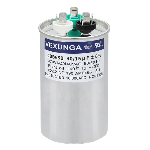 Miniatura 41 de VEXUNGA - 25/5 uF 25+5 MFD 370V o 440V Condensadores redondos de arranque dual 25 5 uF 370 440 Volt VAC CBB65 Condensadores para acondicionador