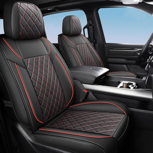 Miniatura 13 de FREESOO Juego completo de fundas de asiento de automóvil para Dodge Ram 2002-2018 1500 y 2011-2026 2500 3500 Crew Quad Cab, 2019-2024 Ram 1500 Negro