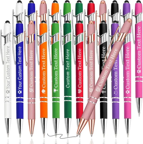 Miniatura 21 de Bolígrafo personalizado, 1 unidad, bolígrafo personalizado con logotipo de mensaje de nombre comercial grabado, lápiz digital de tinta negra suave
