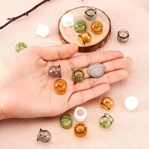 Miniatura 5 de FASHEWELRY 10 piezas Tapas de Flores de Vidrio Hechas a Mano Cuentas Florales de Cristal Transparentes en Forma de Trompeta Espaciadores de Flores a