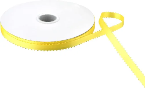 Miniatura 49 de Homeford Cinta de satén de doble cara con borde Picot, 50 yardas (3/8 pulgadas, oro antiguo)
