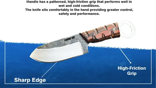 Miniatura 2 de TAC KNIVES Cuchillo de Caza al Aire Libre para Acampar de Hoja Fija de Espiga Completa de 7'' en Funda Regalo Para Él Acero de Alto Carbono 1095
