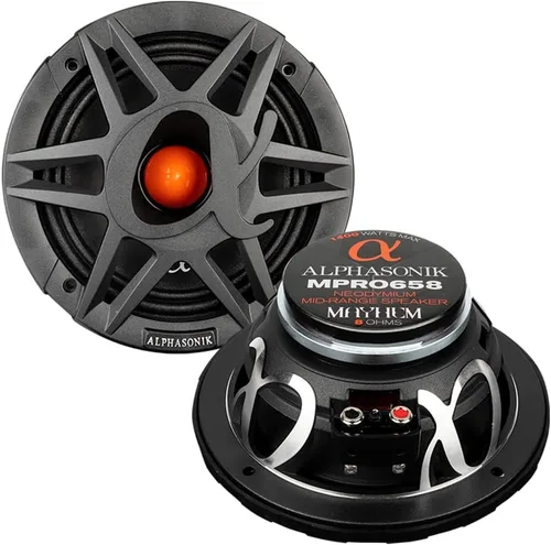 Miniatura 11 de Alphasonik 1 par de MPRO654 Mayhem PRO Series 6.5 pulgadas, 1400 vatios máx. 350 vatios RMS altavoz de audio para coche de rango medio rejilla de 4