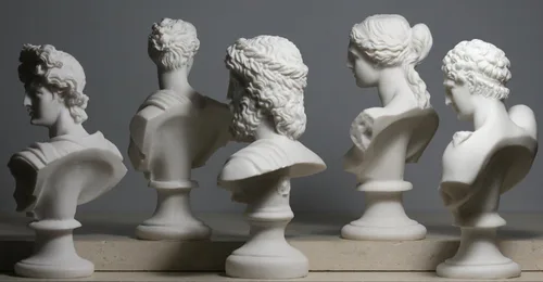 Miniatura 4 de greekartshop Conjunto 5 Busto Cabeza Dios Zeus Artemisa Afrodita Hermes Apolo Estatua Griega Romana Blanco