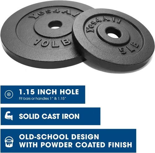 Miniatura 4 de Yes4All Juego de mancuernas ajustables de hierro fundido de 1.15 pulgadas, 30 libras, para gimnasio en casa, entrenamiento de fuerza, entrenamiento