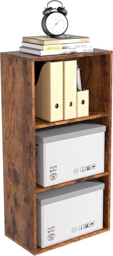 Miniatura 21 de Organizador de Almacenamiento de Madera de 3 Cubos, Estantería Baja de 3 Niveles Organizador de Exhibición de Almacenamiento Independiente, Estante