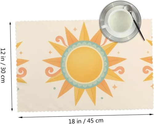 Miniatura 2 de Rectangular Placemats Set of 4, Heat Resistant Abstract Flowers Printed Kitchen Dining Table Mats