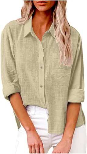 Miniatura 44 de SMIDOW Camisa de algodón y lino con botones para mujer