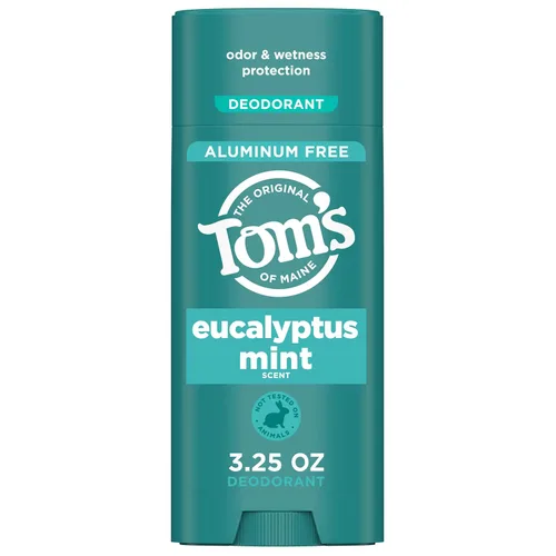 Tom's of Maine Desodorante natural sin aluminio de eucalipto y menta para mujeres y hombres, se pone transparente, protección contra olores y