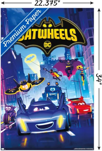 Miniatura 3 de DC Comics - Póster de pared con diseño de ruedas para TV, 34 pulgadas de largo x 22.4 pulgadas de ancho, versión premium sin marco