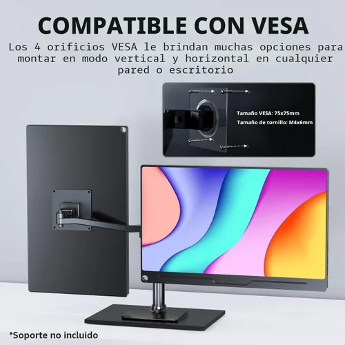 Miniatura 4 de UPERFECT Monitor portátil, 15.6 pulgadas IPS HDR 1920 x 1080 FHD pantalla de viaje para el cuidado de los ojos, monitor de juegos USB C, monitor