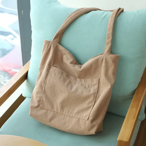 Miniatura 6 de WantGor Bolso de mano de pana para mujer, bolso de hombro grande, bolsos casuales de gran capacidad, bolsa de trabajo de compras