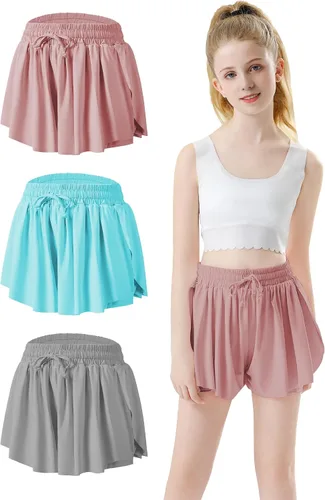 Pantalones cortos fluidos con diseño de mariposa para niñas, pantalones cortos deportivos para niñas, pantalones cortos de mariposa para niños