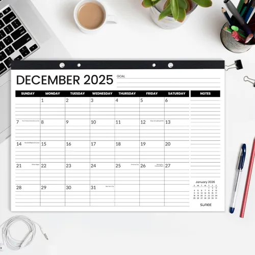 Miniatura 5 de SUNEE Calendario de escritorio 2026, 3 paquetes, calendario de 18 meses, octubre de 2025 a marzo de 2027, calendario de escritorio de 17 x 12