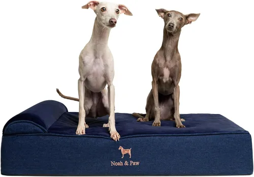 Miniatura 19 de NOAH & PAW Cama para perro, 28x23x7.5 pulgadas, camas ortopédicas para perros de tamaño mediano, espuma viscoelástica tipo cáscara de huevo Cuero