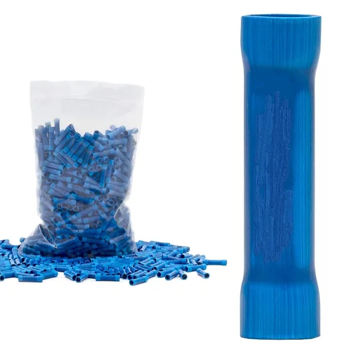 Rebuild Skills (Azul 16-14GA 100PK) Conectores a tope aislados estilo crimpado. Medidores de alambre de crimpado AWG 16-14, terminales de empalme