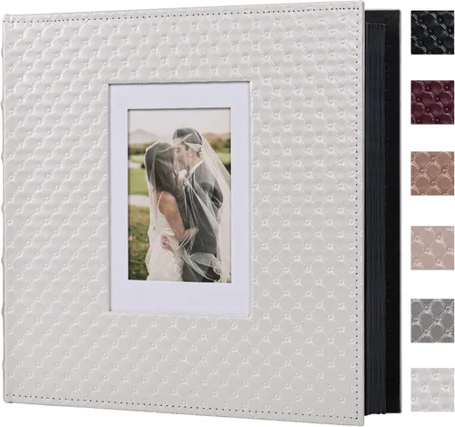 Miniatura 13 de RECUTMS - Álbumes de fotos de 60 páginas con tapa de cuero para manualidades, álbum de fotos autoadhesivo de 4x6, 5x7, 8x10, álbum de fotos Rosa