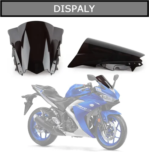 Miniatura 7 de PSLER Parabrisas Parabrisas Doble Burbuja para YZF R3 R25 2014-2018 2014 2015 2016 2017 2018 (Negro)
