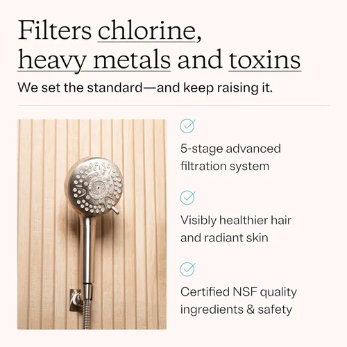Miniatura 4 de MDhair Cabezal de ducha filtrado de mano para cabello y piel más saludables: filtro de 5 etapas que elimina el cloro y los metales pesados, filtro