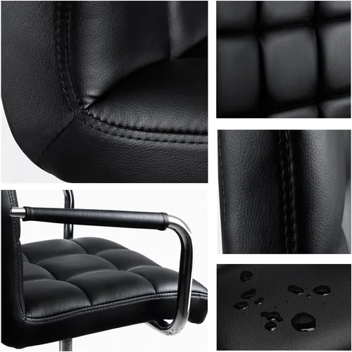 Miniatura 7 de Yaheetech - Silla de escritorio - Silla de oficina con brazos/ruedas para estudiantes, giratoria, de piel sintética, para computadora en casa