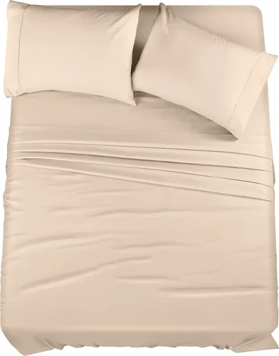 Miniatura 65 de Juego de sábanas King de Utopia Bedding – Juego de 4 sábanas para cama King, microfibra suave y transpirable, incluye 1 sábana bajera, 1 sábana Beige