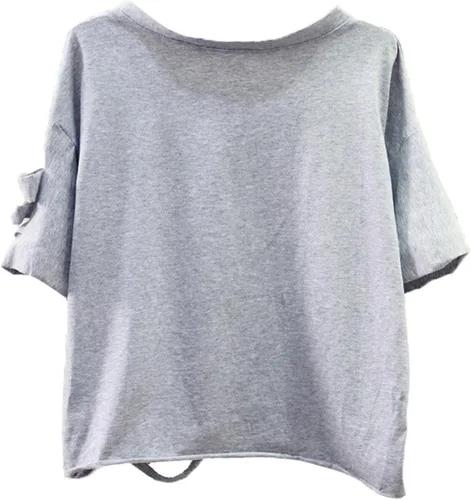 Miniatura 2 de SweatyRocks - Camiseta de manga corta para mujer con impresión gráfica recortada