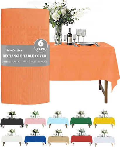 Miniatura 26 de Black Disposable Paper Tablecloth for Rectangle Tables 4 Pack, 54×108 Inch Waterproof 2 Ply Paper with Plastic Backing, Party Table Cover for
