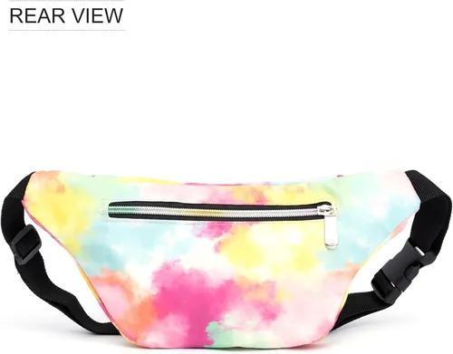 Miniatura 4 de Rianbow holográfico de color degradado para mujer, gran cangurera para juegos, conciertos, rave, festivales, viajes, Color degradado colorido