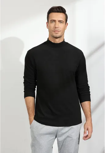 Miniatura 5 de Rela Bota Suéter de manga larga con cuello alto para hombre, diseño básico, elástico, ajustado