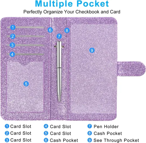 Miniatura 4 de ACdream Funda para chequera, cartera de cuero con bloqueo RFID