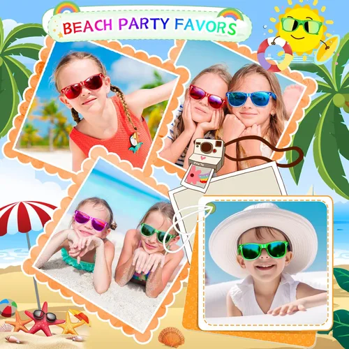Miniatura 12 de Gafas de sol para niños a granel – Paquete de 16 recuerdos de fiesta de neón para niños y niñas de 3 a 8 años – Suministros para fiestas