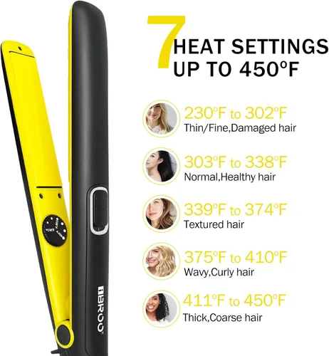 Miniatura 4 de IBROO Plancha de cerámica para el cabello, 15% más largo de 1 pulgada de turmalina alisadora en uno, plancha recta de 230 a 450 ℉ para cabello