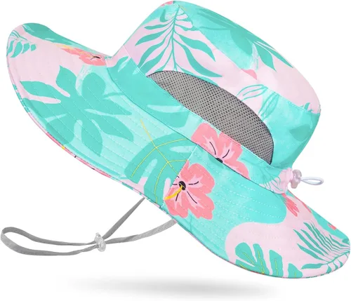 Miniatura 9 de Sombrero de sol para niñas de 2 a 8 años de malla con protección UV, sombrero de playa plegable para niñas de 2 a 8 años Azul