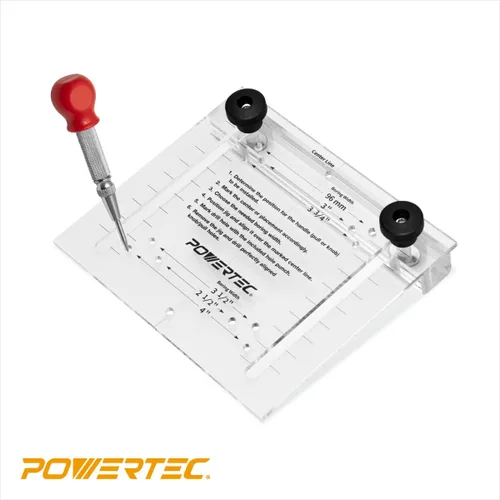 Miniatura 5 de POWERTEC Plantilla de hardware para gabinete con punzón central, plantilla de cajón para instalar tiradores, perillas, mango en gabinete y cajón
